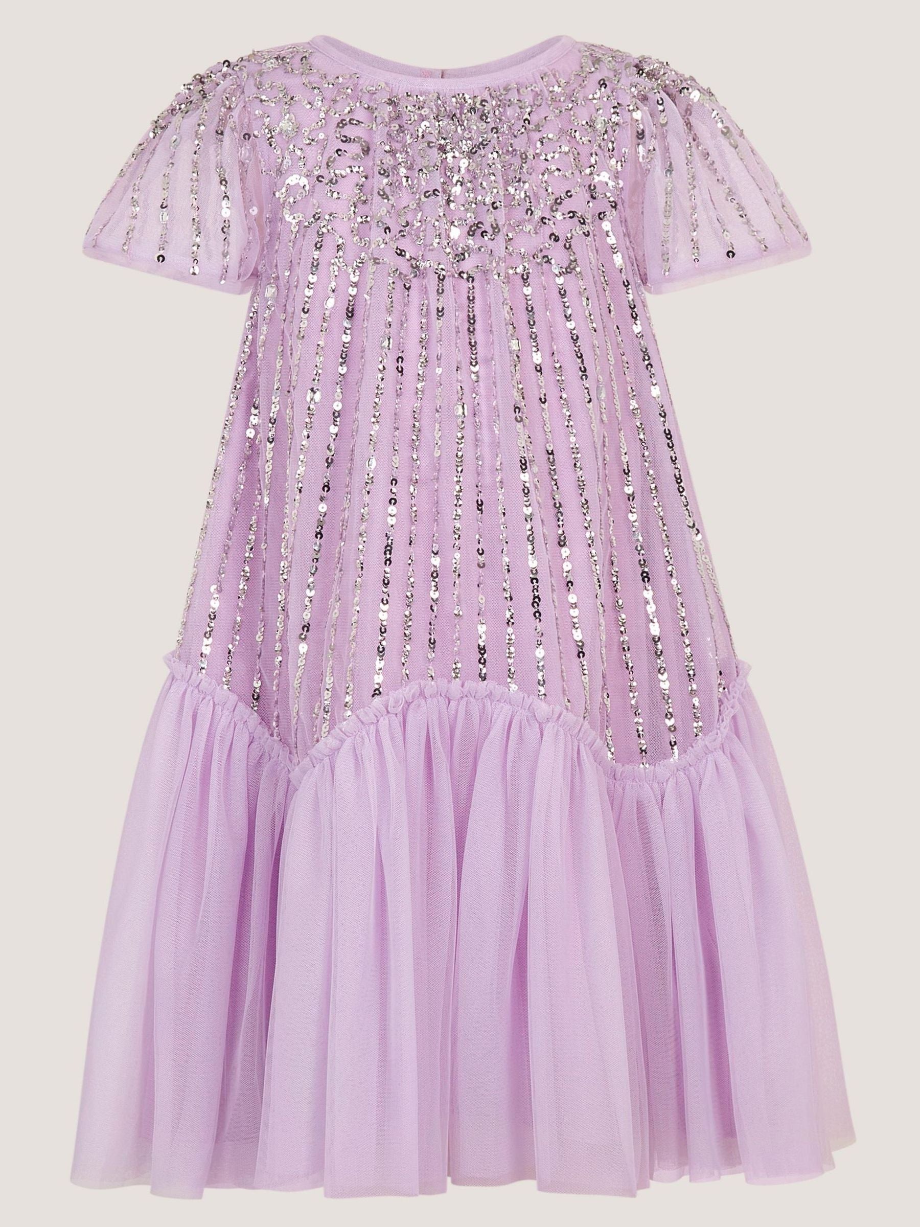 Monsoon Purple Elena Short Sleeve Sequin Party Dress image 2