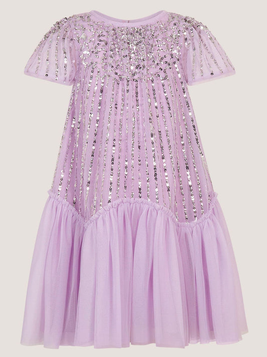 Dsiney Kidz - Monsoon Purple Elena Short Sleeve Sequin Party Dress image 2