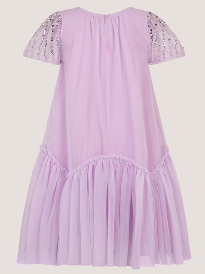 Monsoon Purple Elena Short Sleeve Sequin Party Dress image 3