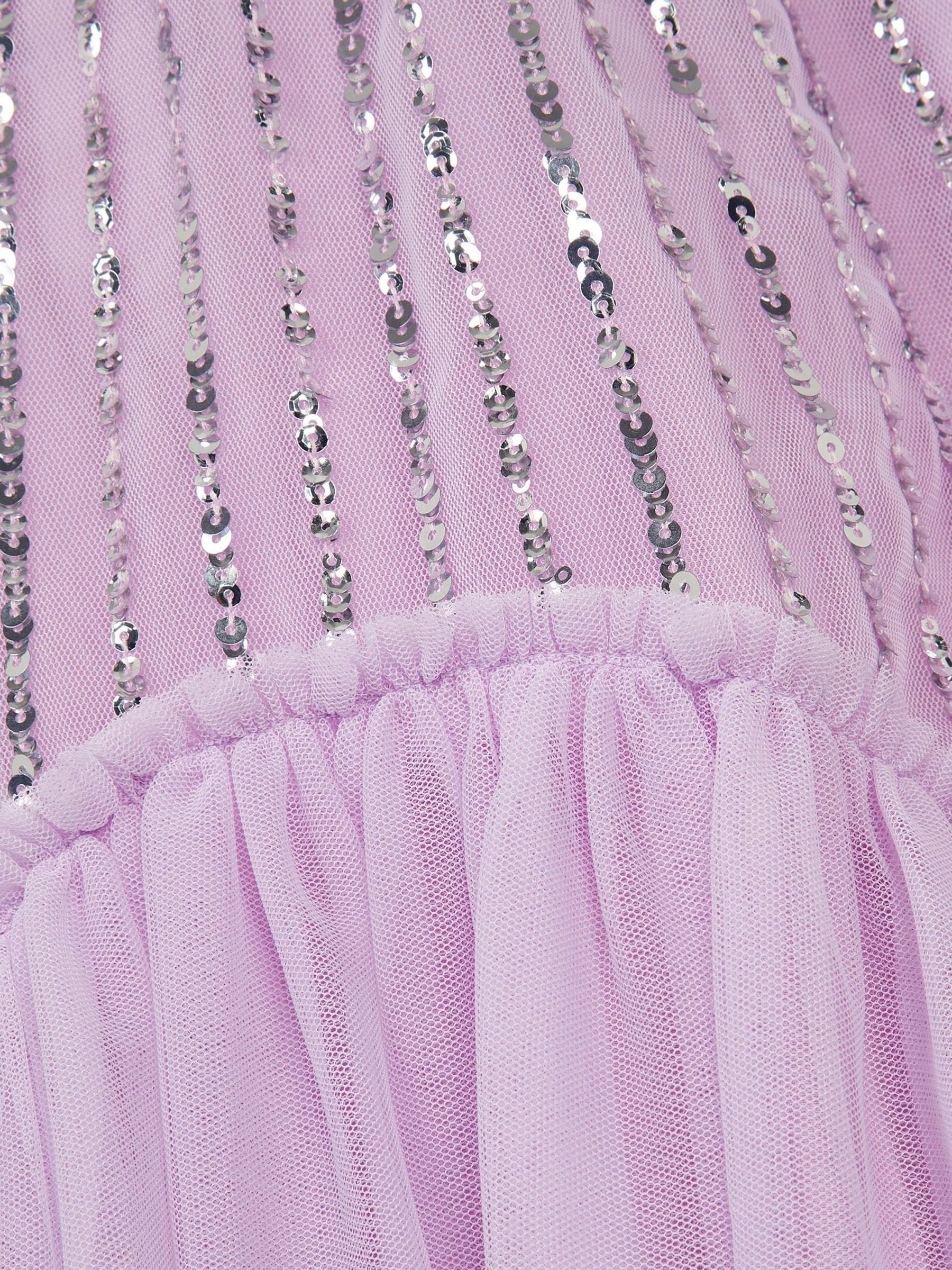 Monsoon Purple Elena Short Sleeve Sequin Party Dress image 4