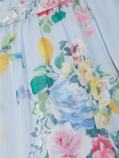 Monsoon Blue Lemon Rose Print Party Dress image 4