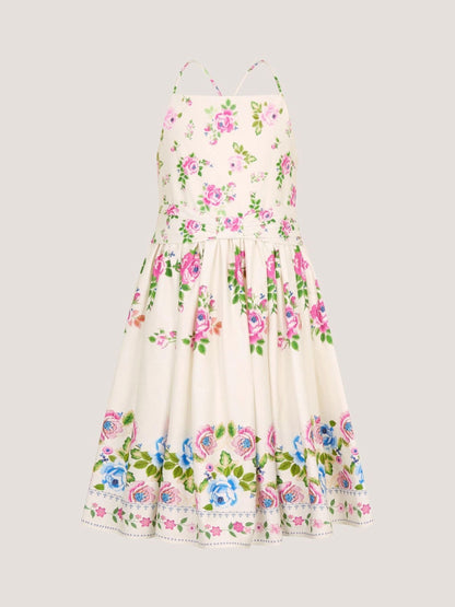 Monsoon Cream Rose Border Print Party Dress image 2