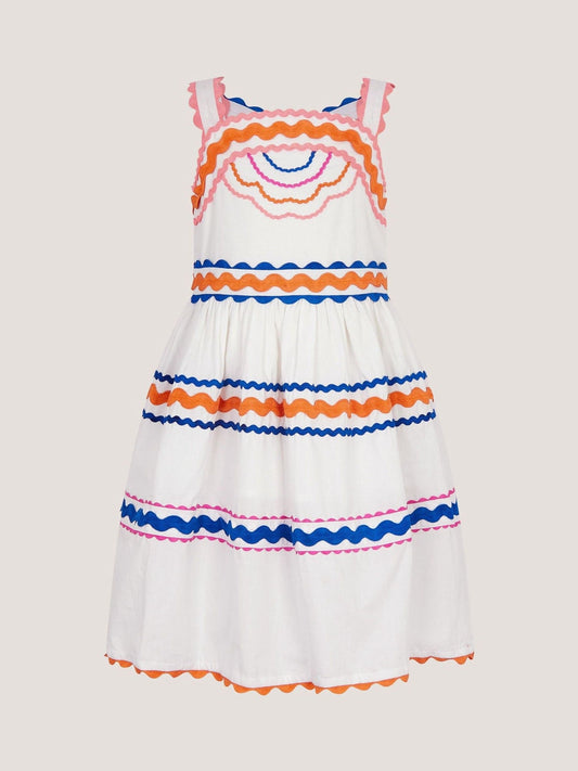 Monsoon White Ric Rac Trim Cotton Dress image 1