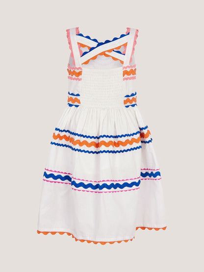 Monsoon White Ric Rac Trim Cotton Dress image 2