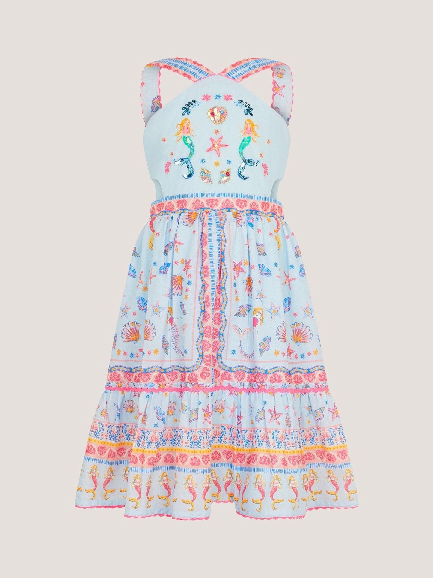 Monsoon Blue Mermaid Print Halter Dress image 2