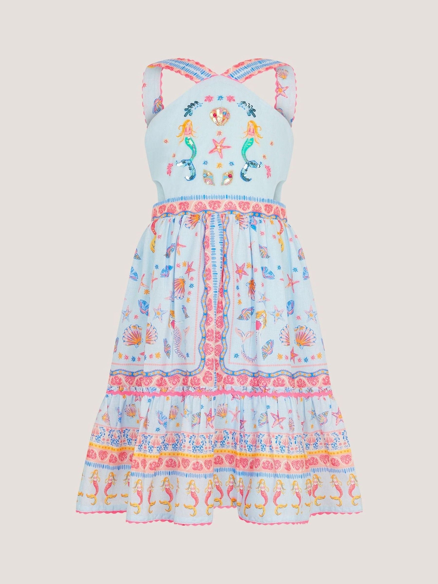 Monsoon Blue Mermaid Print Halter Dress image 2