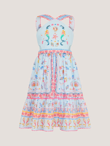 Monsoon Blue Mermaid Print Halter Dress image 2