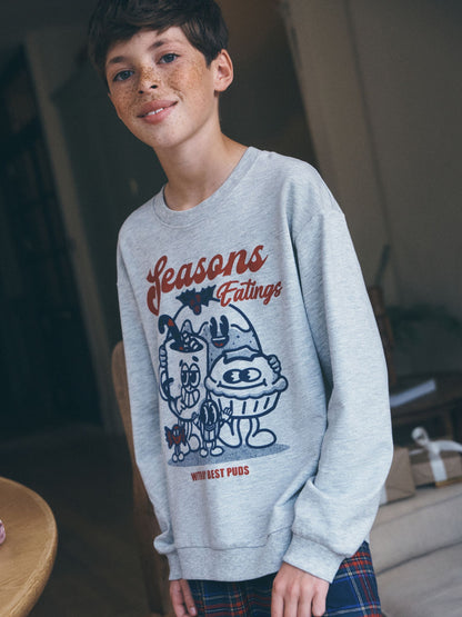Grey/Navy Seasons Eatings Christmas Pyjamas Set (3-16yrs) - image 2