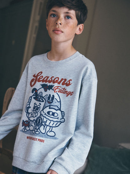 Grey/Navy Seasons Eatings Christmas Pyjamas Set (3-16yrs) - image 5