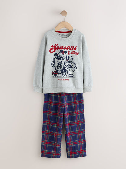 Grey/Navy Seasons Eatings Christmas Pyjamas Set (3-16yrs) - image 6