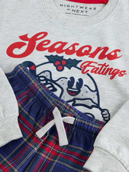 Grey/Navy Seasons Eatings Christmas Pyjamas Set (3-16yrs) - image 8