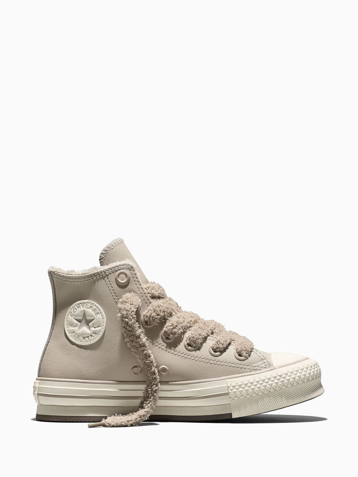 Converse Ecru White Chuck Taylor EVA Lift Cozy Leather High Trainers - image 1