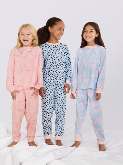 Desmond & Dempsey Kids Pink/Blue Long Sleeve Pyjamas Set 3 Pack - image 1