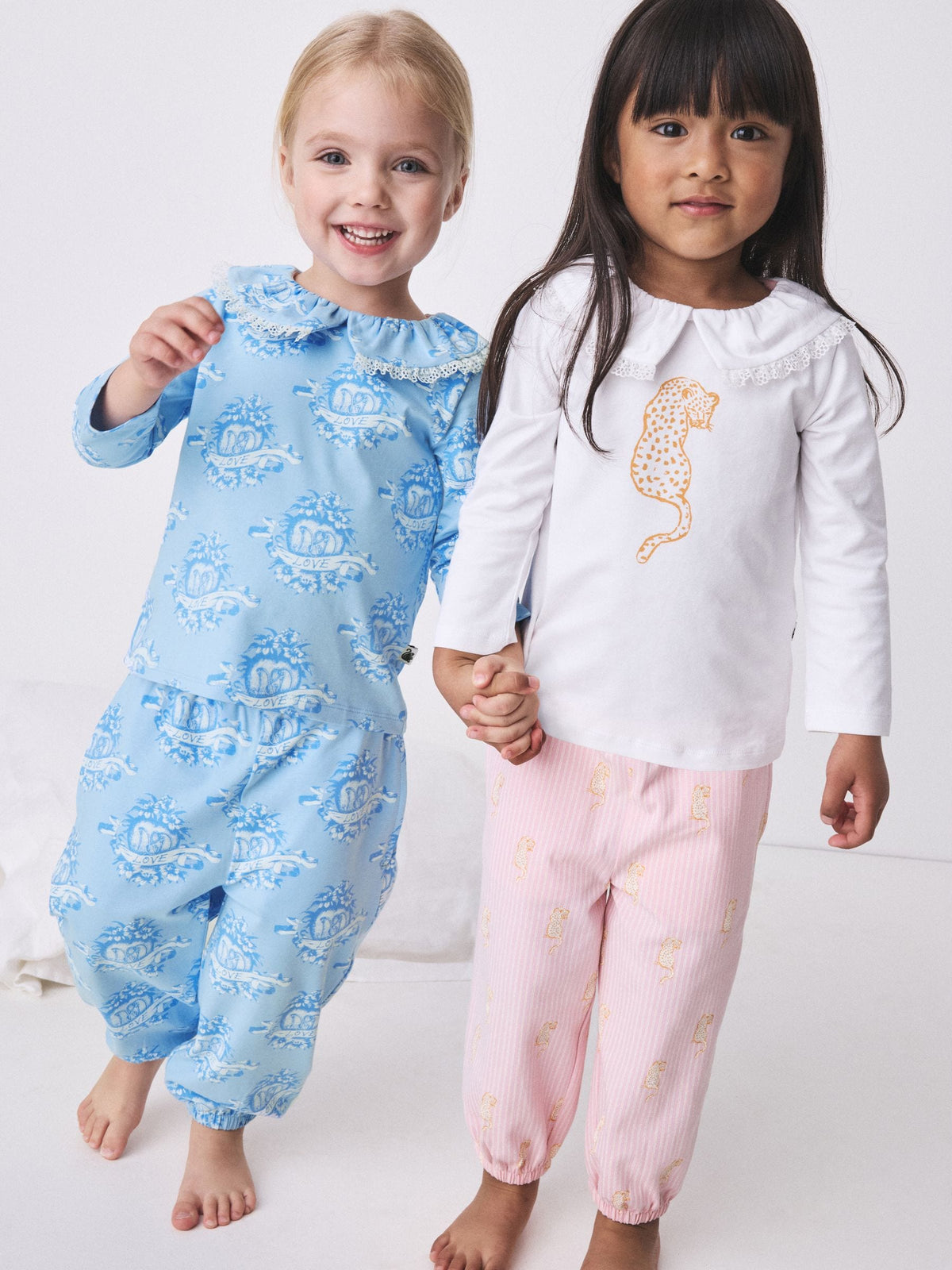 Desmond & Dempsey Kids Pink/Blue Collared Long Sleeve Pyjamas Set 2 Pack - image 1