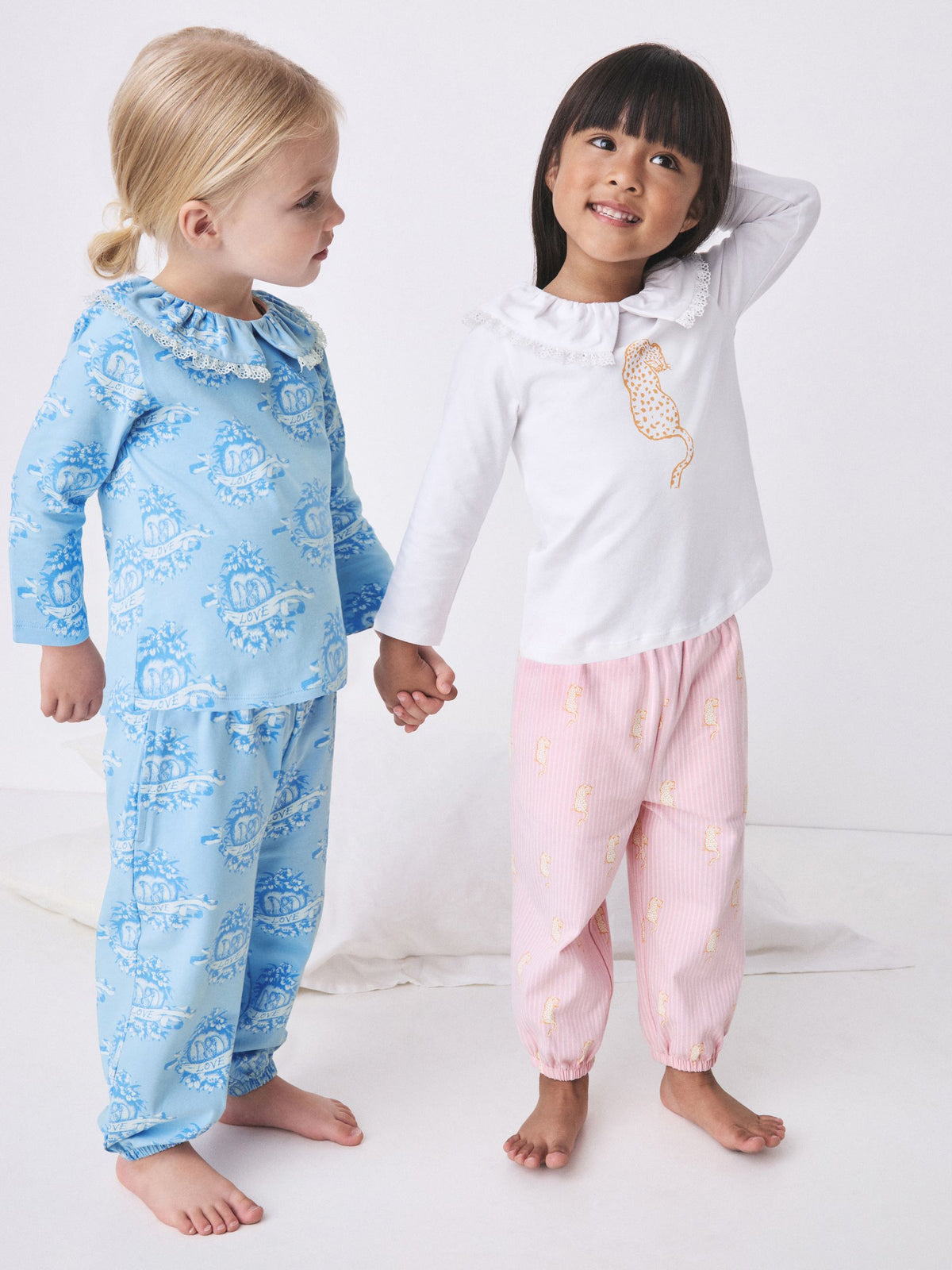 Desmond & Dempsey Kids Pink/Blue Collared Long Sleeve Pyjamas Set 2 Pack - image 3