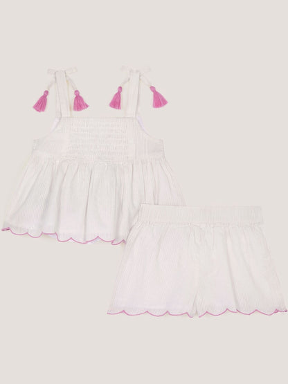 Monsoon Cream Baby Giraffe Embroidered Top & Shorts Set image 1