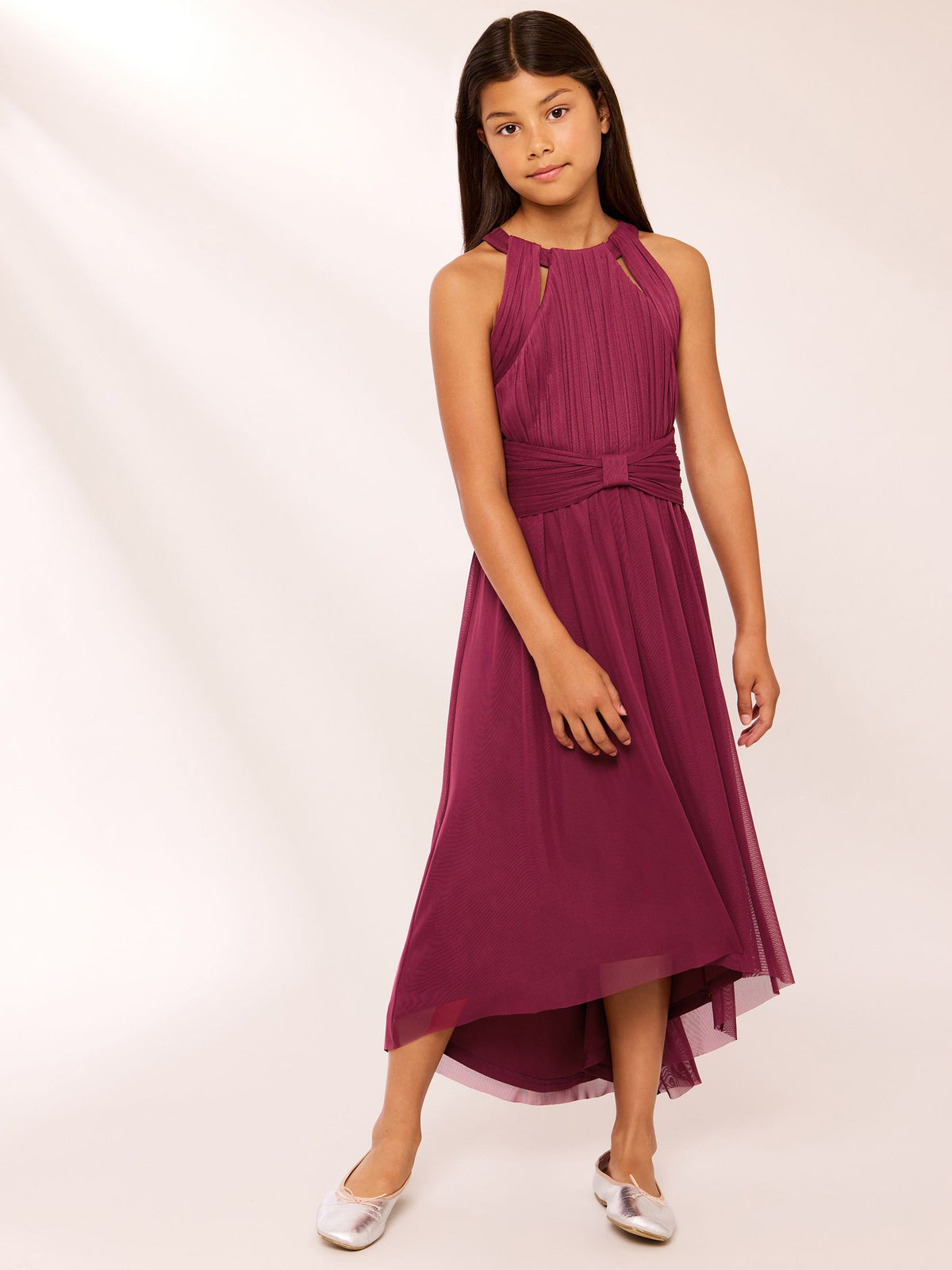 Lipsy Berry Red Teen Bow Waist Occasion Dress (7-16yrs) - image 1