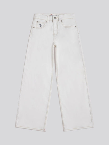 Dsiney Kidz - U.S. Polo Assn. White Wide Leg Denim Jeans image 1