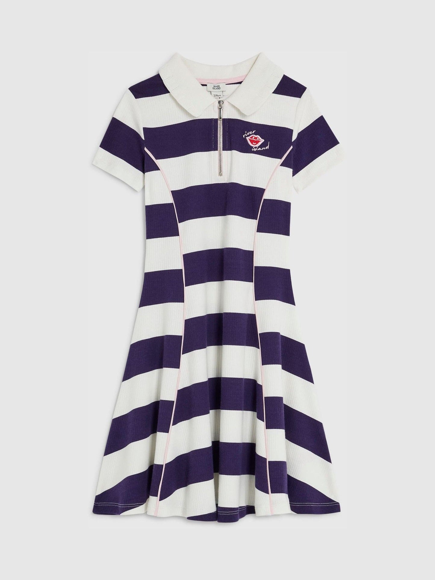 Dsiney Kidz - River Island Blue Rugby Stripe Polo Dress image 1