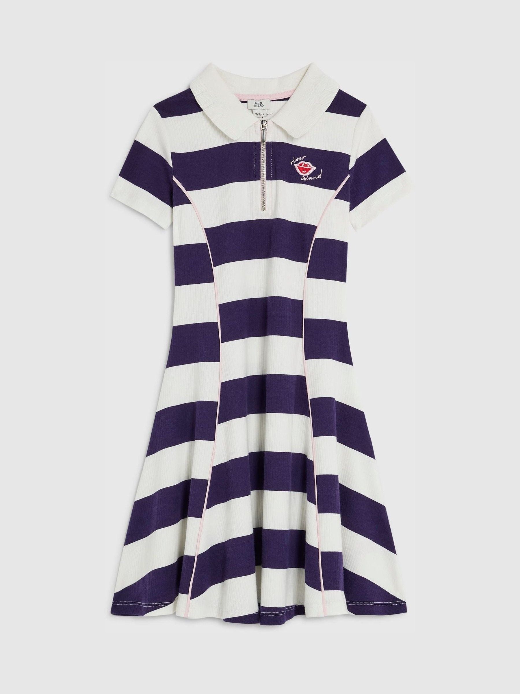 Dsiney Kidz - River Island Blue Rugby Stripe Polo Dress image 1