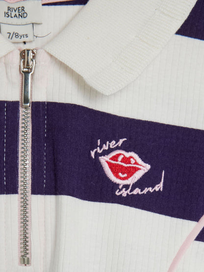 Dsiney Kidz - River Island Blue Rugby Stripe Polo Dress image 4