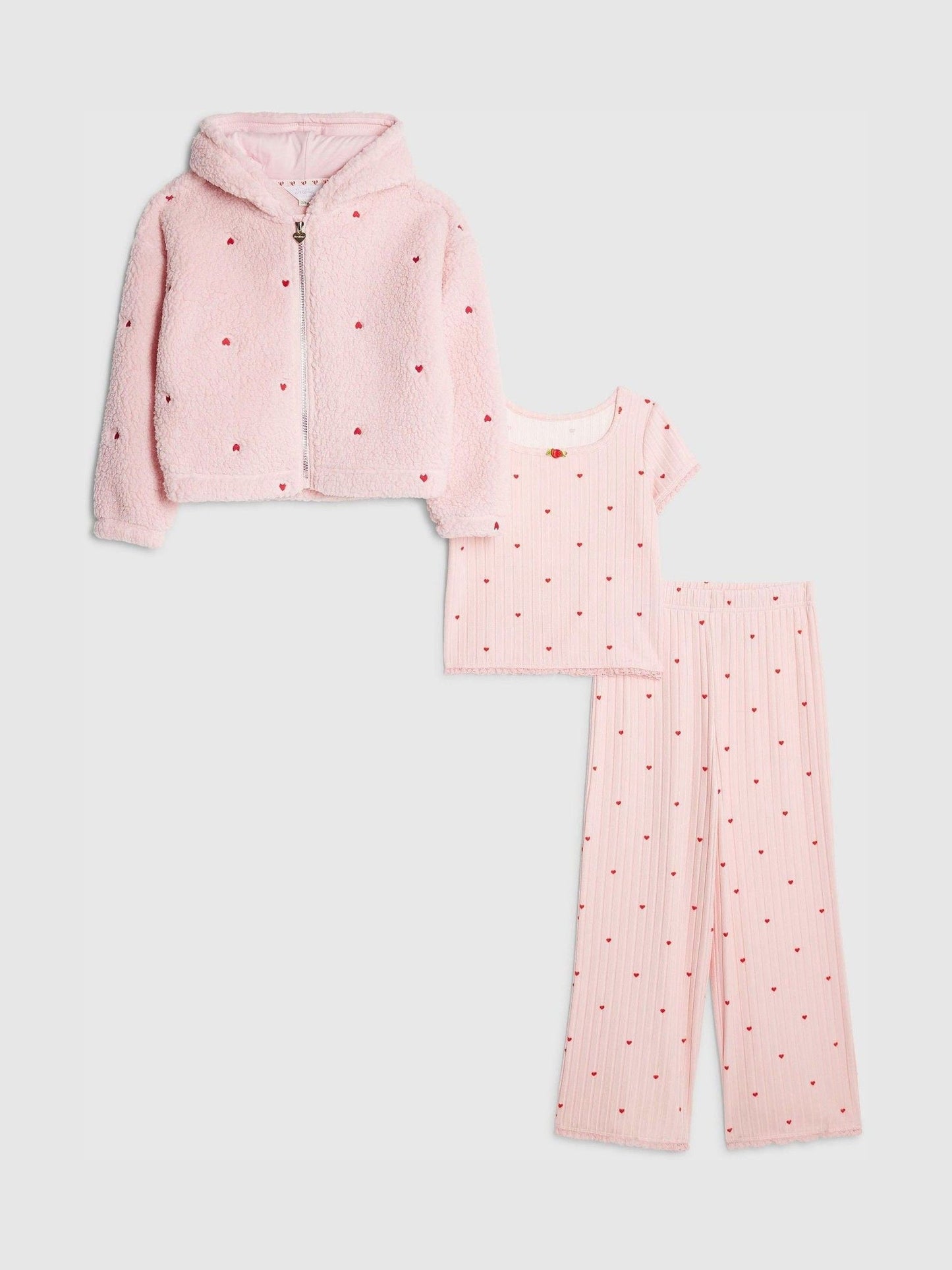 River Island Pink Heart Pyjamas & Hoodie Set