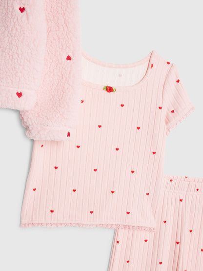 River Island Pink Heart Pyjamas & Hoodie Set