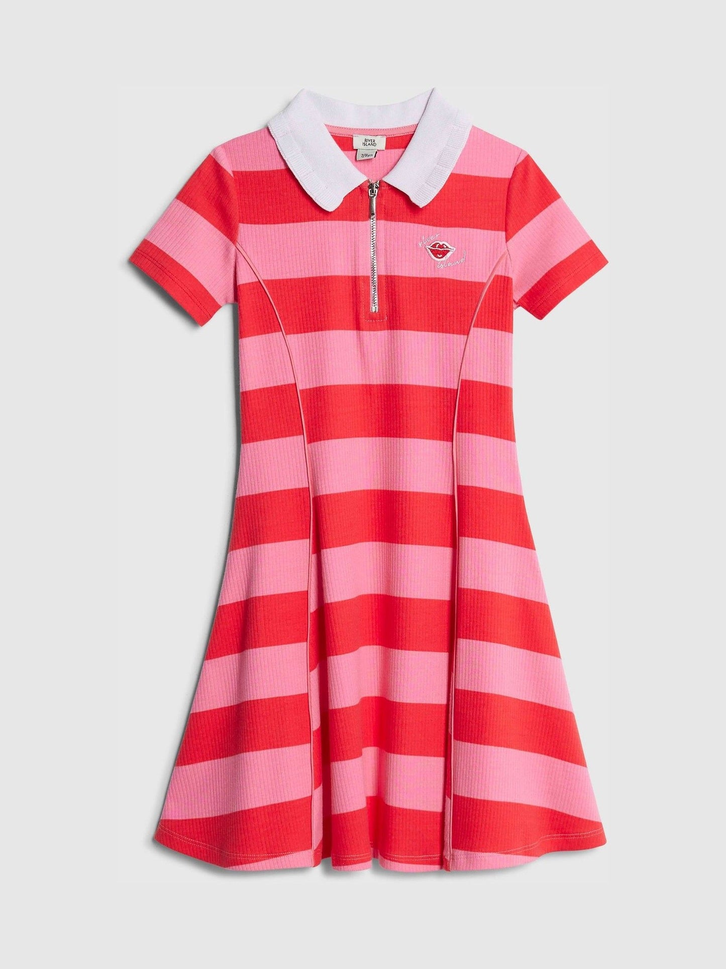 River Island Pink Rugby Stripe Polo Dress image 1