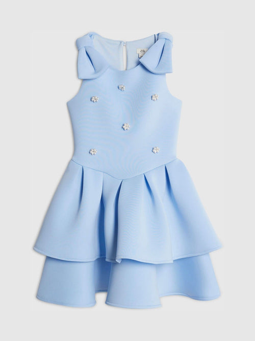 River Island Blue Pearl Embroderied Scuba Dress image 1