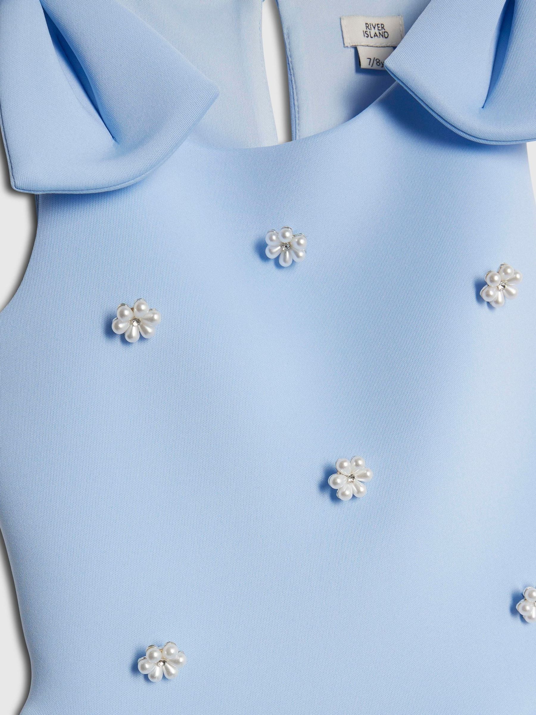 River Island Blue Pearl Embroderied Scuba Dress image 4