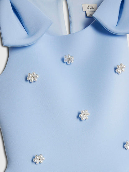 River Island Blue Pearl Embroderied Scuba Dress image 4