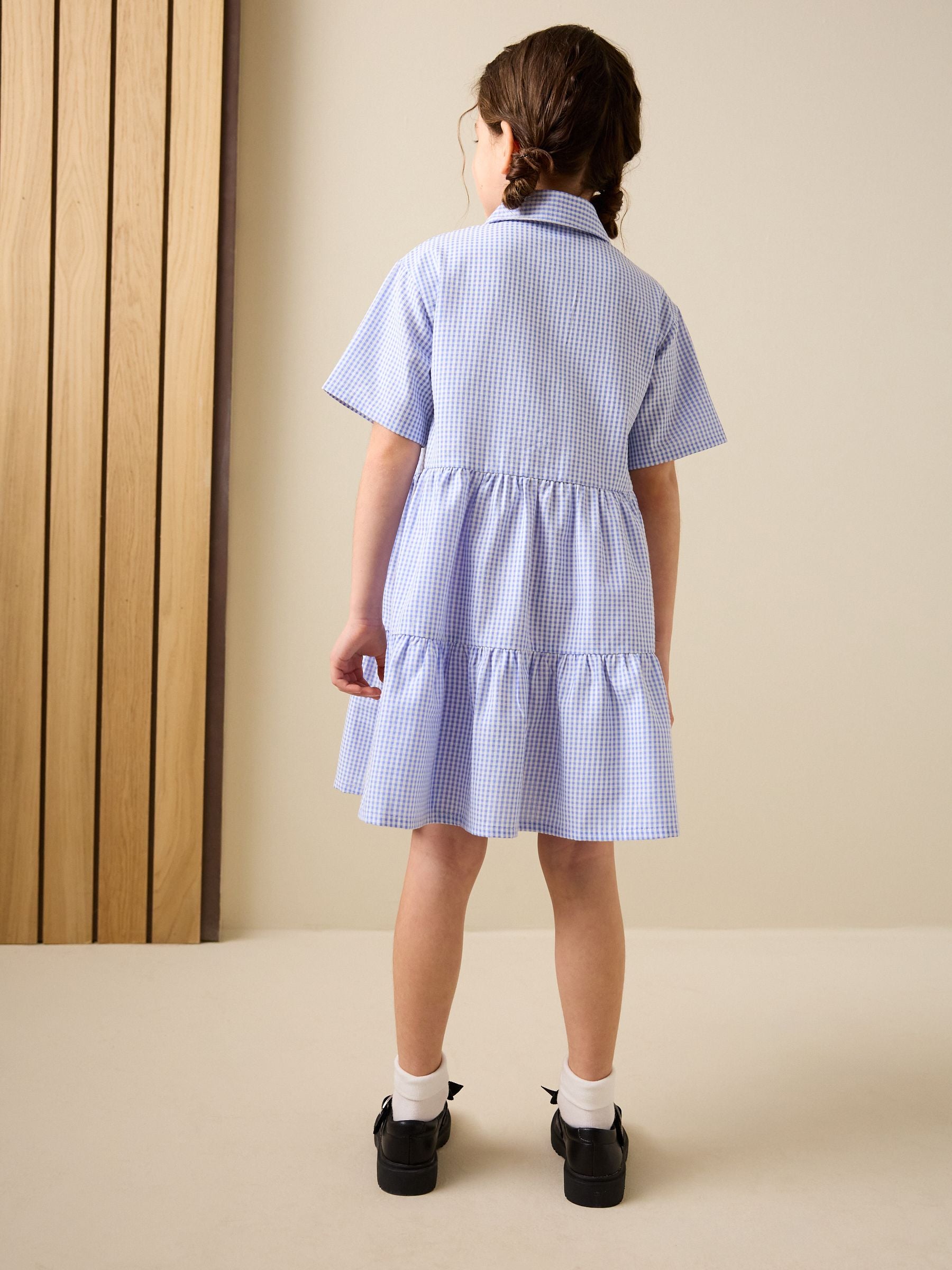 Blue Cotton Rich Utility Bow Gingham School Dress (3-14yrs) image 3