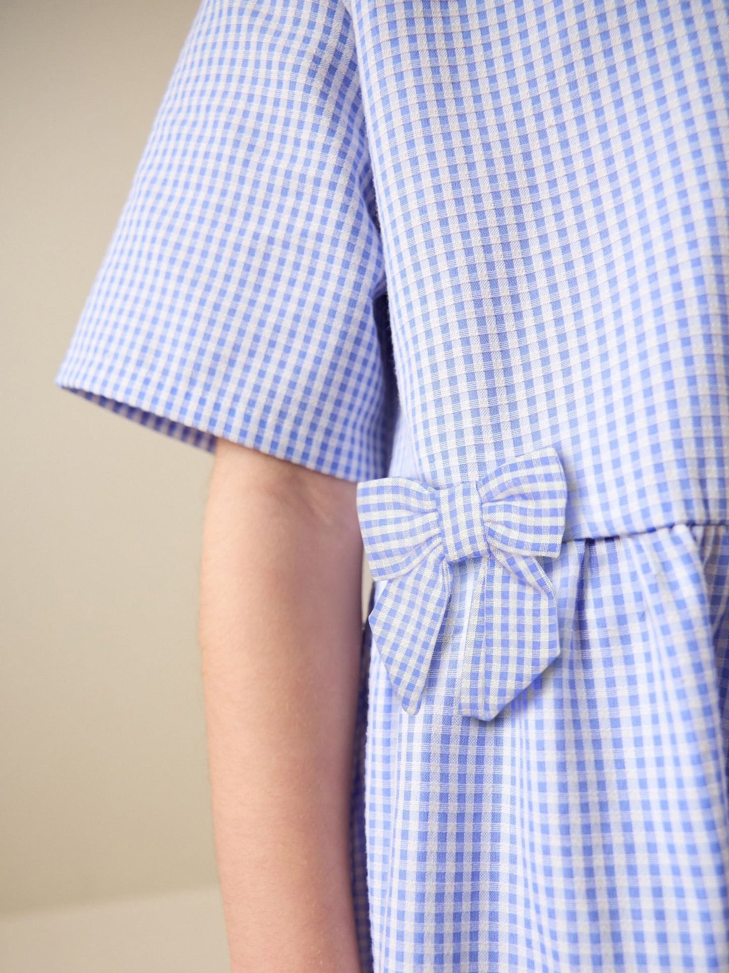 Blue Cotton Rich Utility Bow Gingham School Dress (3-14yrs) image 5