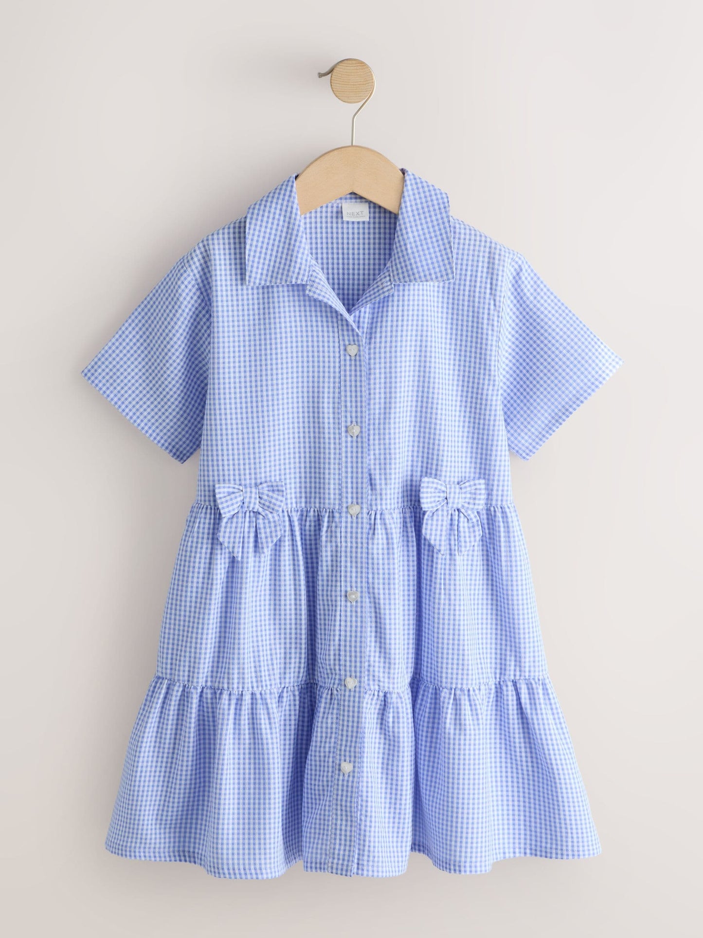 Blue Cotton Rich Utility Bow Gingham School Dress (3-14yrs) image 6