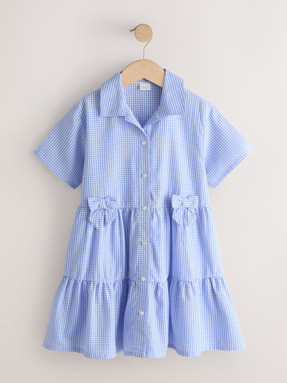 Blue Cotton Rich Utility Bow Gingham School Dress (3-14yrs) image 6