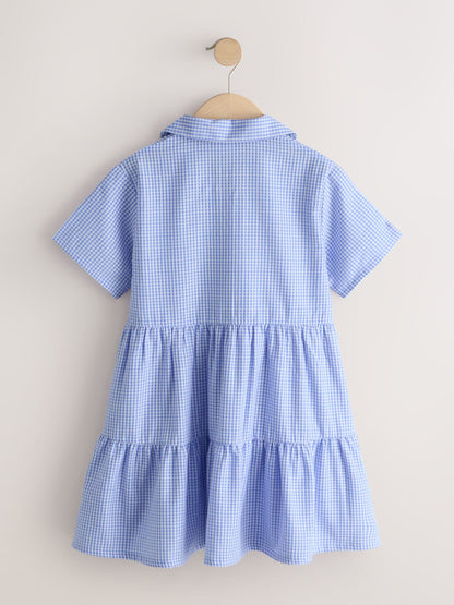 Blue Cotton Rich Utility Bow Gingham School Dress (3-14yrs) image 7