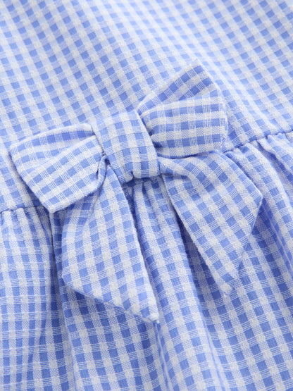 Blue Cotton Rich Utility Bow Gingham School Dress (3-14yrs) image 9