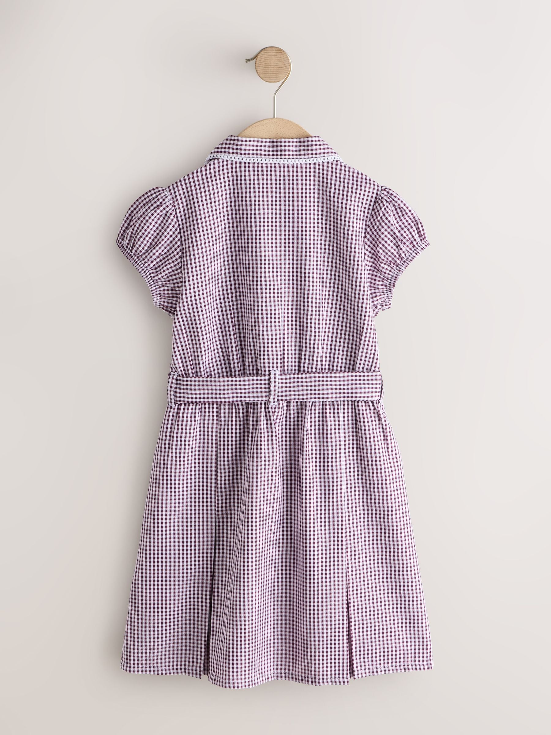 Burgundy Red Cotton Rich Belted School Dress with Scrunchie (3-14yrs) image 6