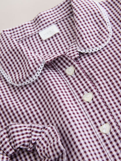 Burgundy Red Cotton Rich Belted School Dress with Scrunchie (3-14yrs) image 7