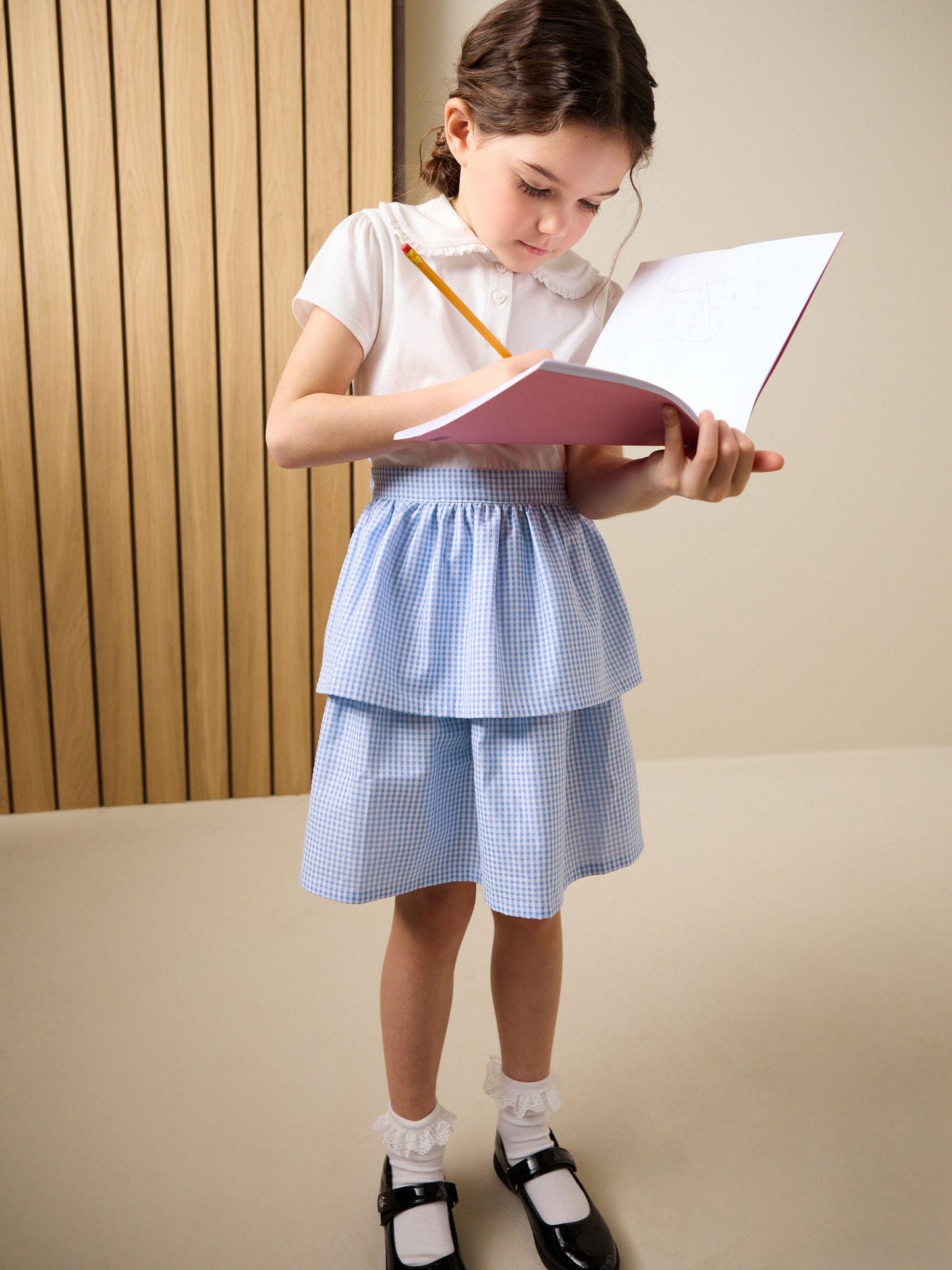 Dsiney Kidz - White and Blue Gingham School Tiered Rara Twofer Dress (3-14yrs) image 1