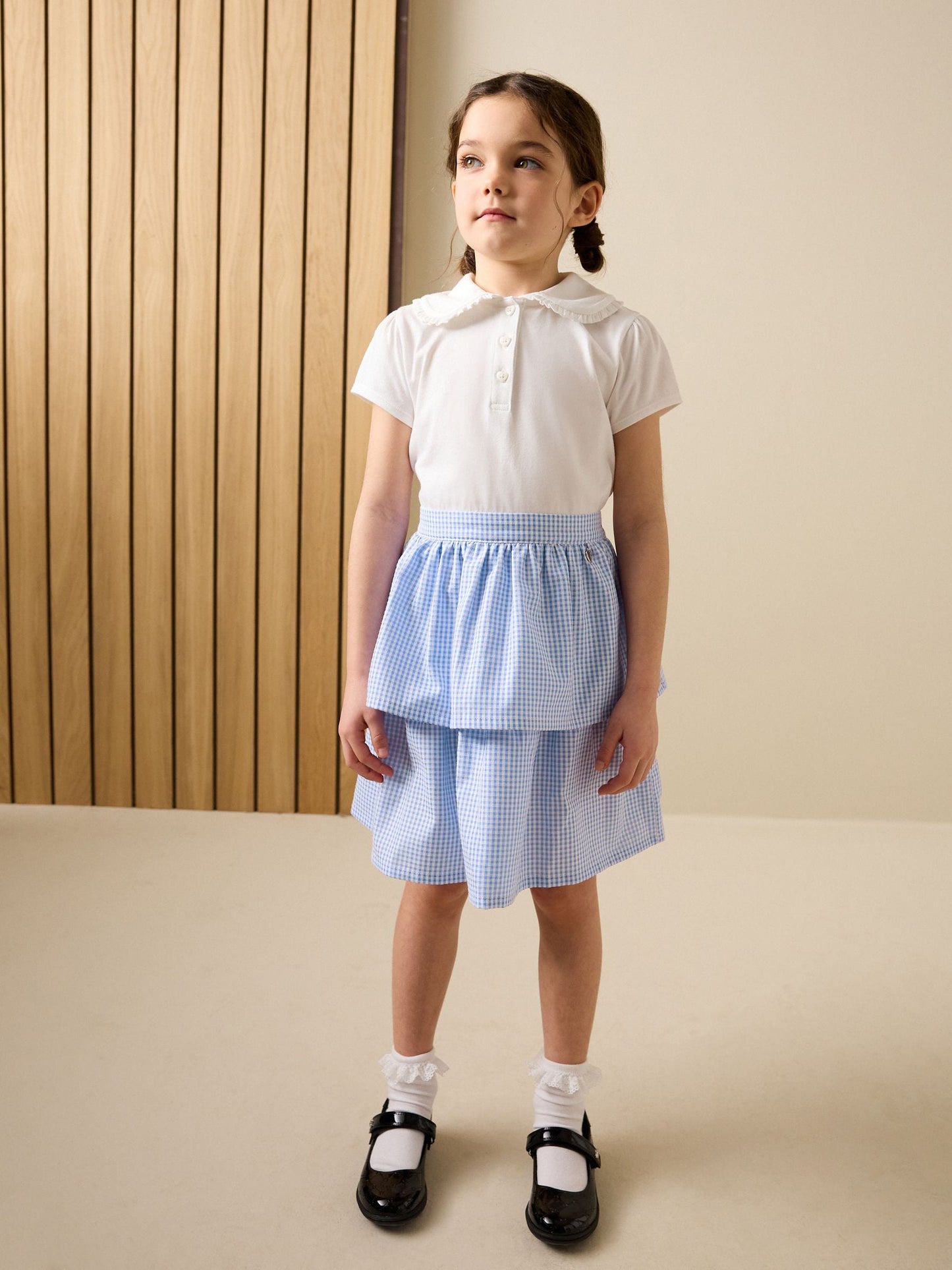 Dsiney Kidz - White and Blue Gingham School Tiered Rara Twofer Dress (3-14yrs) image 2