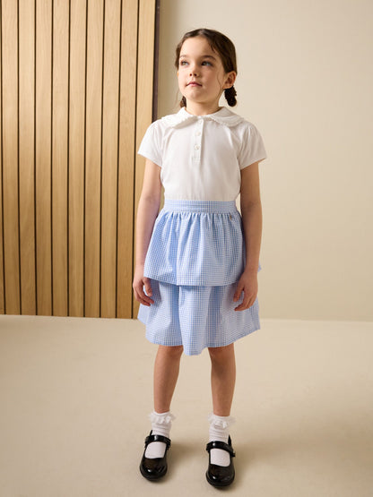 Dsiney Kidz - White and Blue Gingham School Tiered Rara Twofer Dress (3-14yrs) image 2