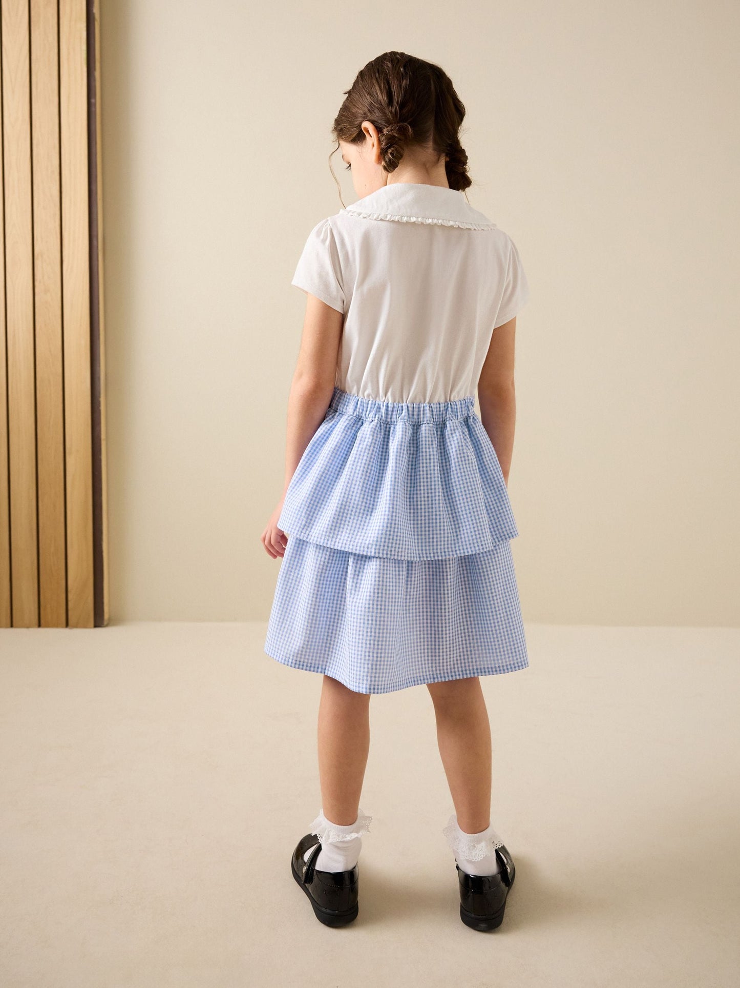 Dsiney Kidz - White and Blue Gingham School Tiered Rara Twofer Dress (3-14yrs) image 3