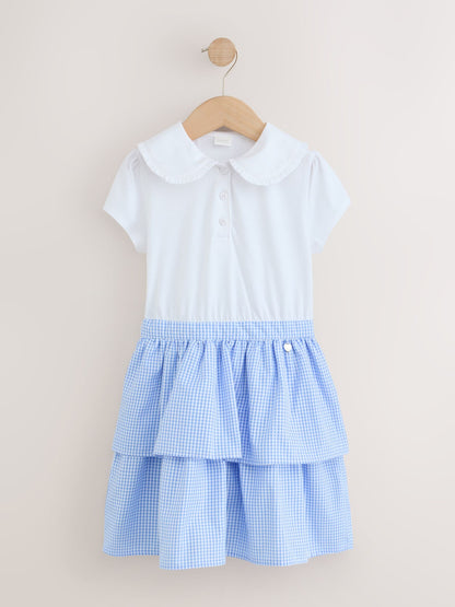 Dsiney Kidz - White and Blue Gingham School Tiered Rara Twofer Dress (3-14yrs) image 6