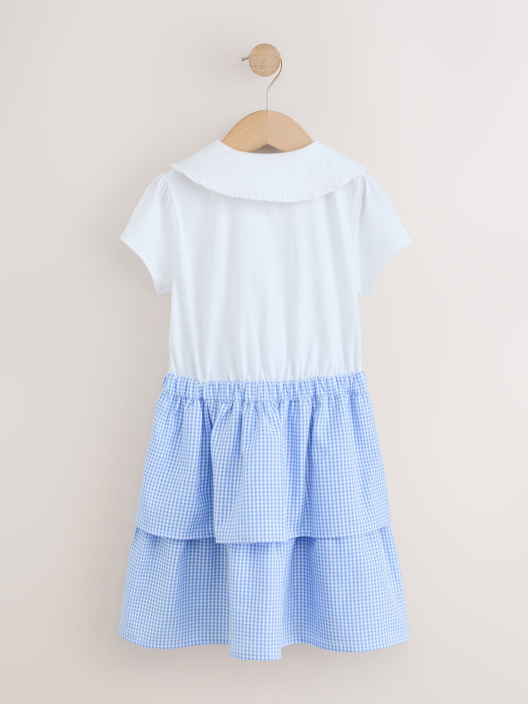 Dsiney Kidz - White and Blue Gingham School Tiered Rara Twofer Dress (3-14yrs) image 7