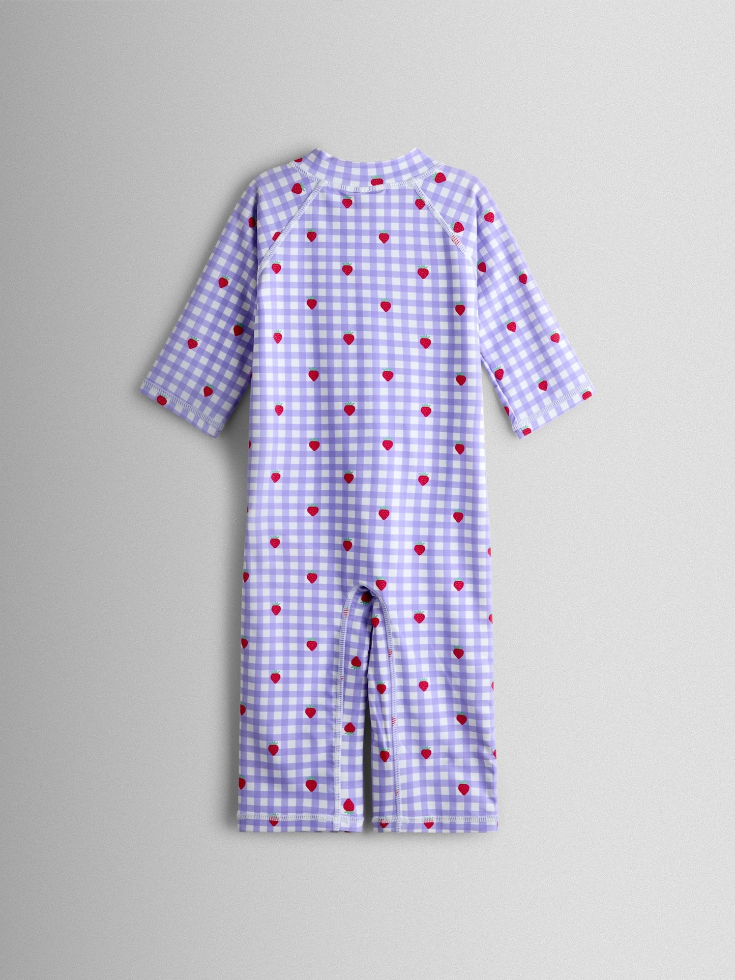 JoJo Maman Bébé Lilac Gingham Strawberry UV Sunsafe Suit image 2
