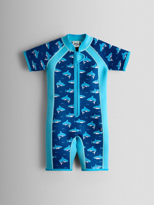 JoJo Maman Bébé Blue Shark Print Junior Wetsuit image 1