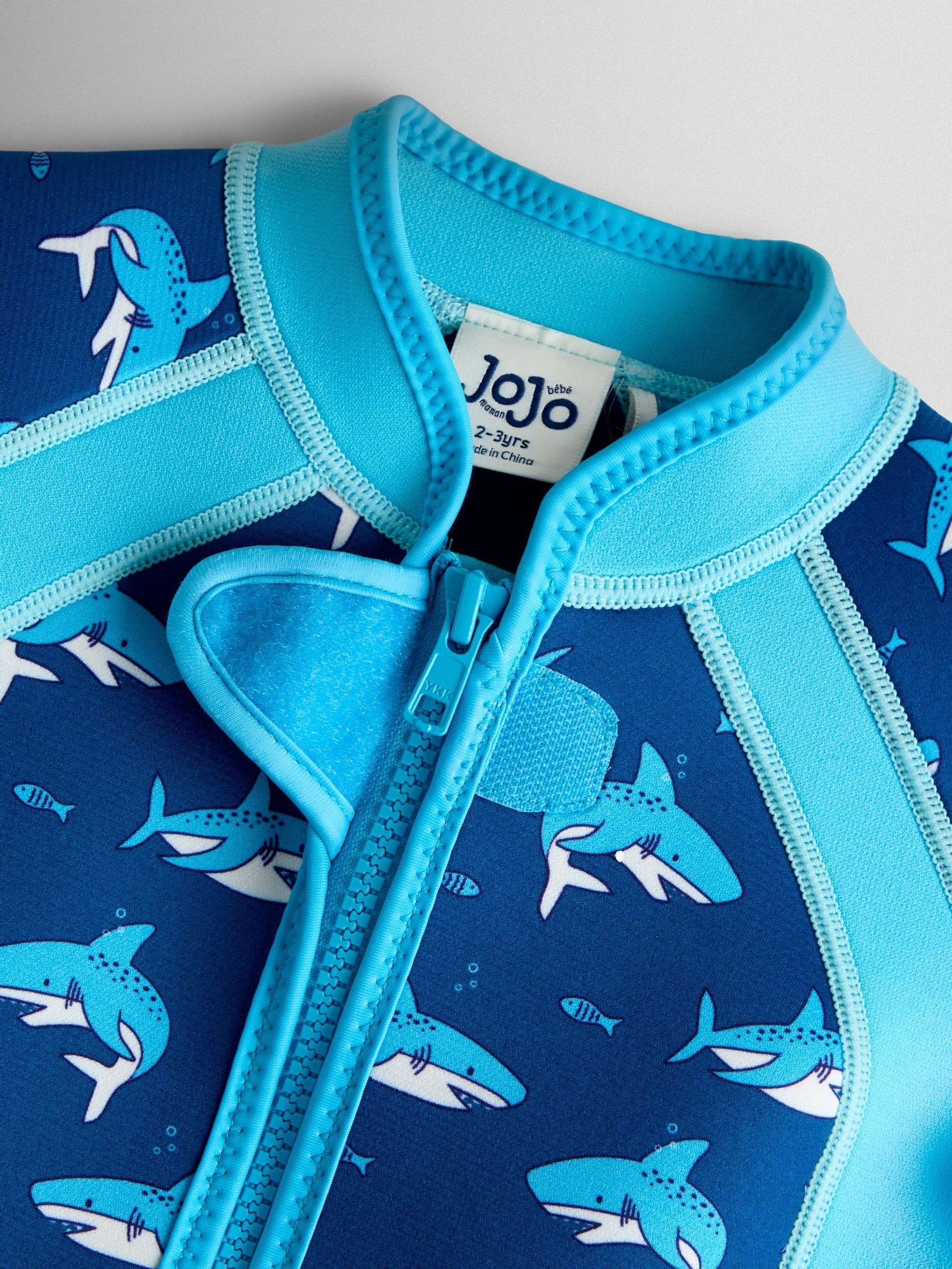 JoJo Maman Bébé Blue Shark Print Junior Wetsuit image 3