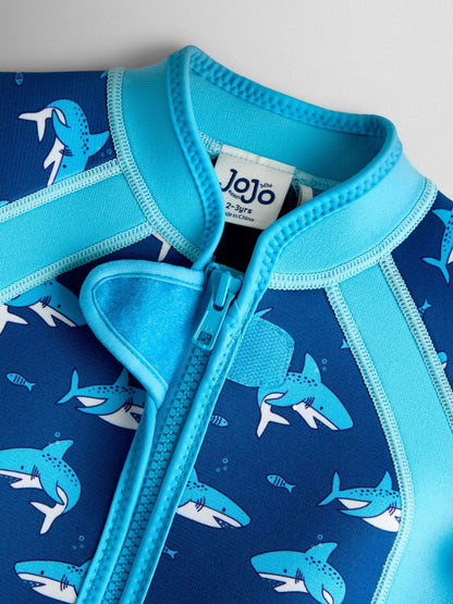 JoJo Maman Bébé Blue Shark Print Junior Wetsuit image 3
