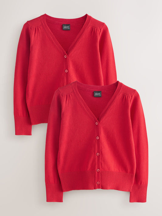 Dsiney Kidz - Red 2 Pack Cotton Rich School V-Neck Cardigans (3-16yrs) image 1